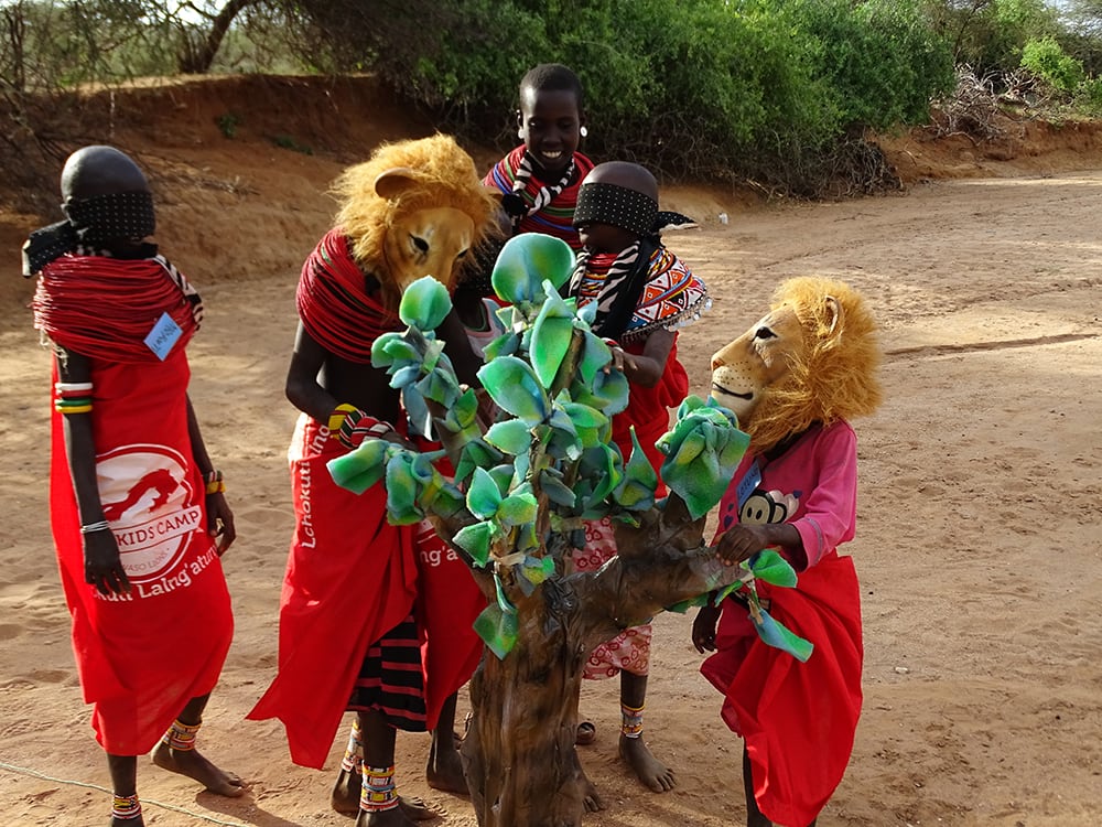kids play conservation game in Kenya